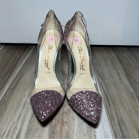 Too Faced Mink Made in Italy Better Than Set Pink Glitter Stiletto Heels Size 10 - Picture 5 of 14